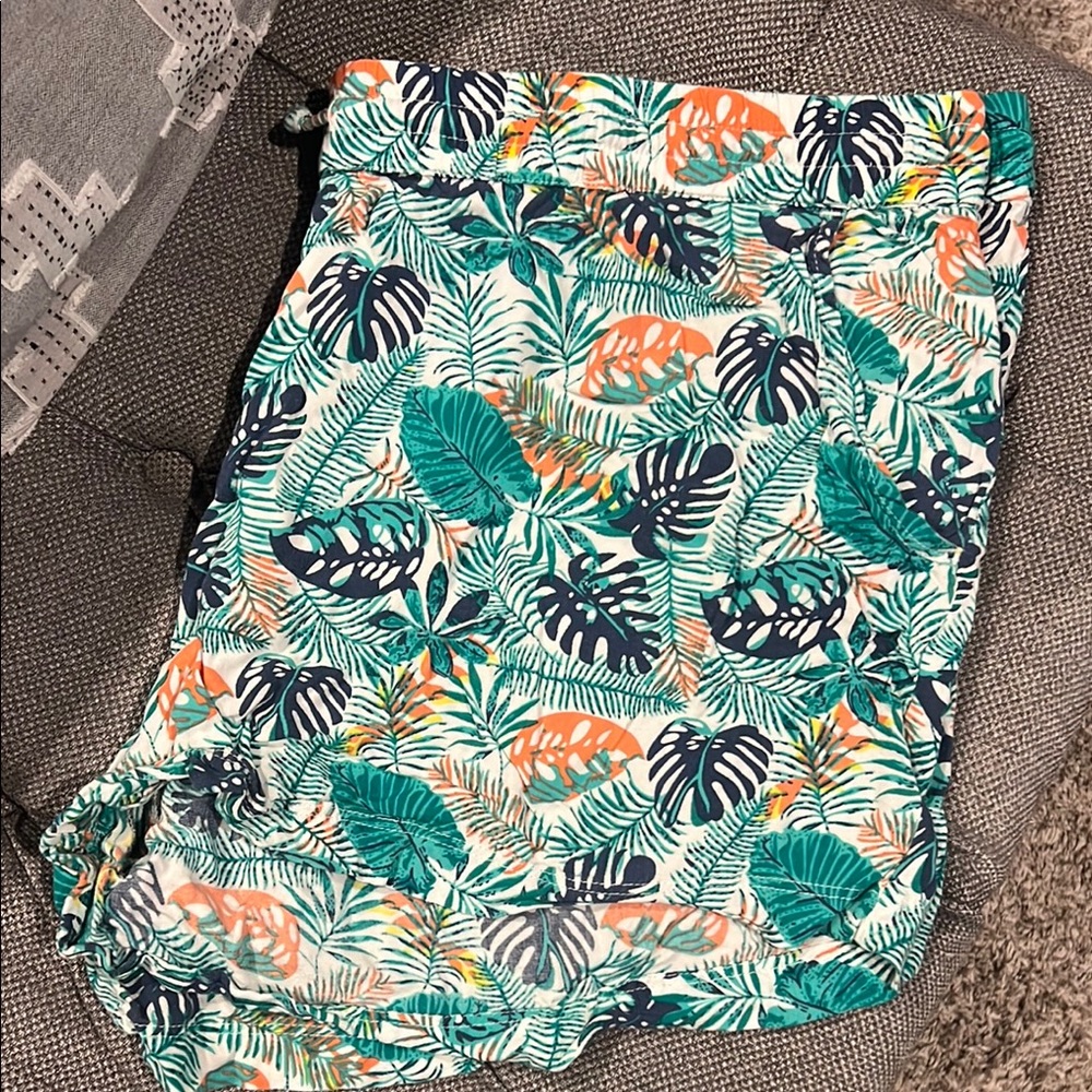 Tropical Leaf Print Shorts